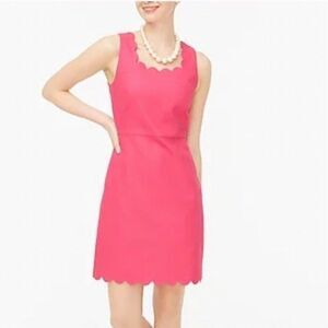 J. Crew Basketweave Scalloped Shift Dress Pink 4 Small